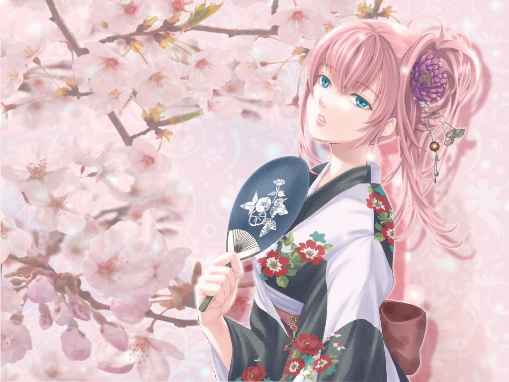 Cute girl sakura flowers